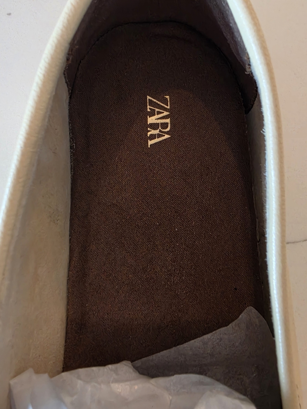 ZARA Cream Soft Leather Flat Penny Loafer Shoes Women's Size 9 - Picture 5 of 8